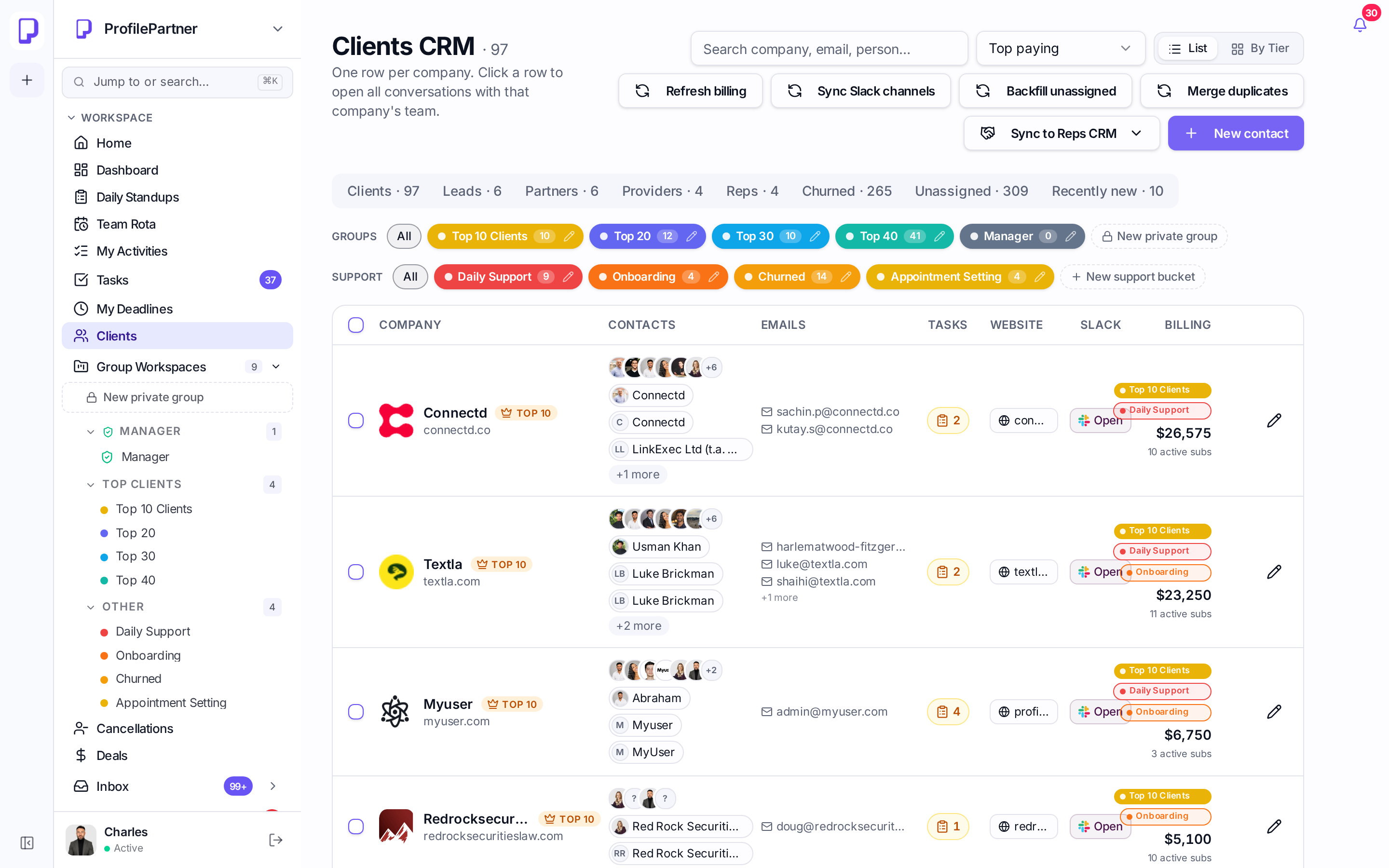 A CRM that reflects what actually happened — ProfilePartner HQ screenshot