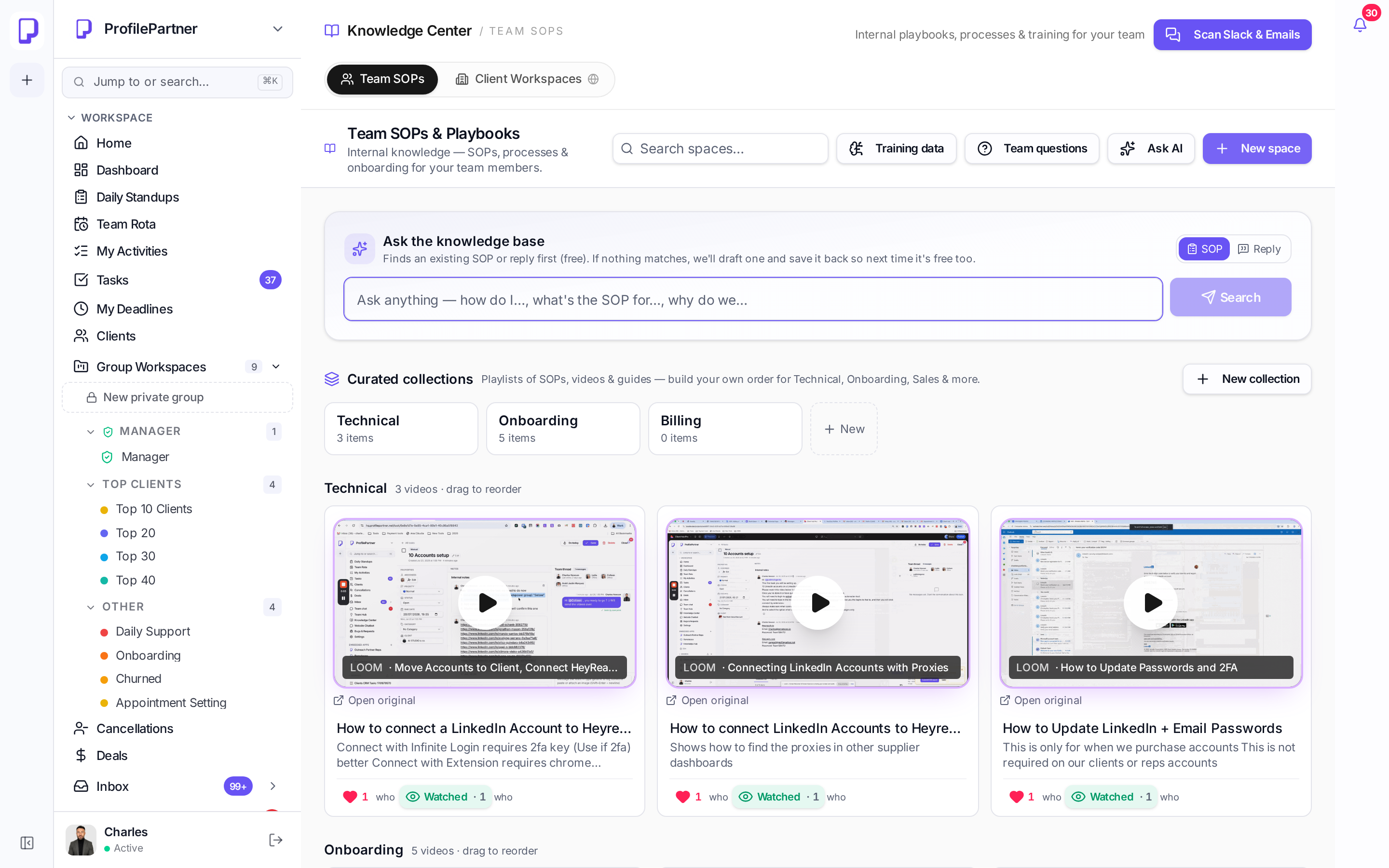 SOPs, playbooks and templates people actually open — ProfilePartner HQ screenshot
